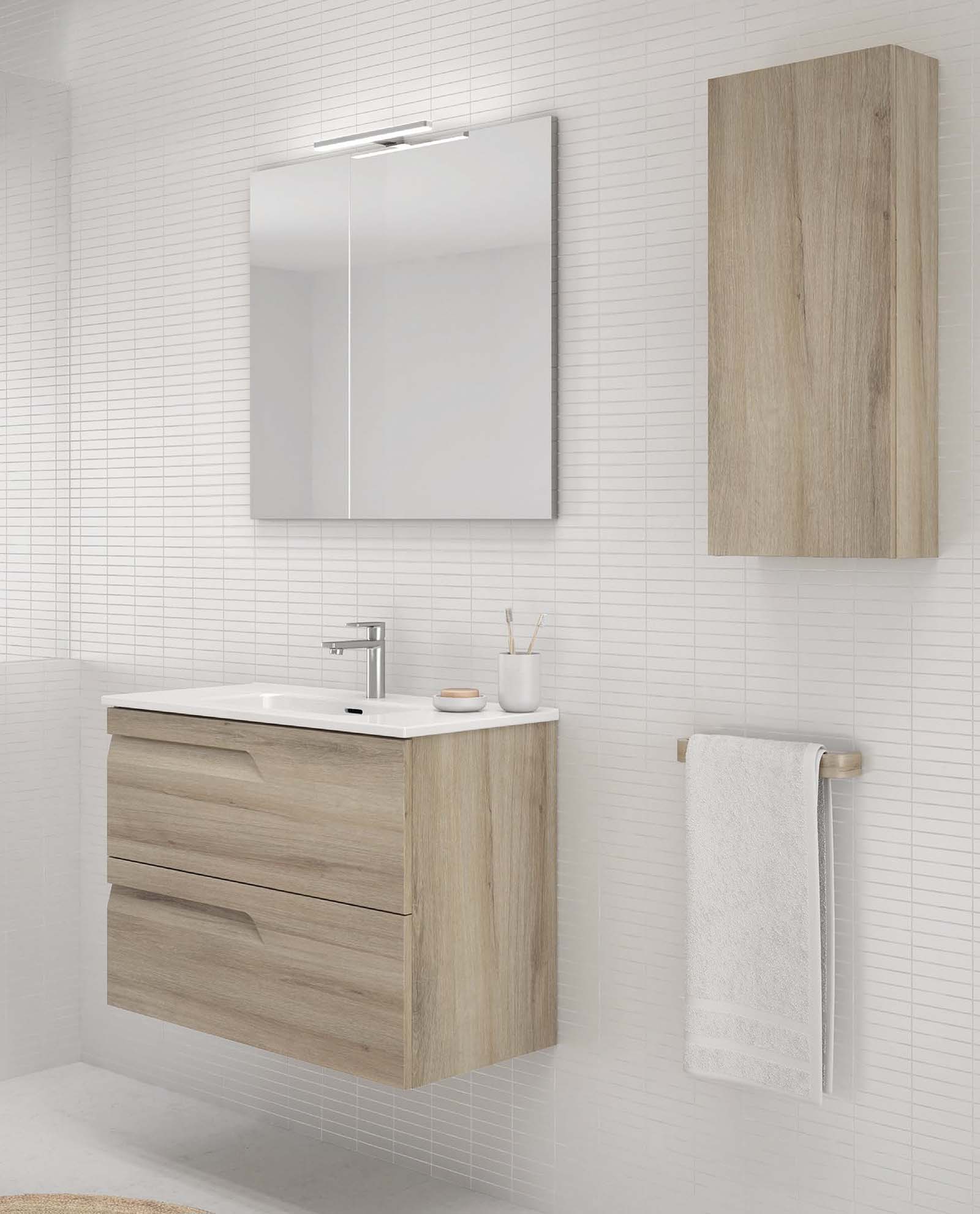 Mueble baño y lavabo modelo FUJI 80cm 3 cajones - ASEALIA
